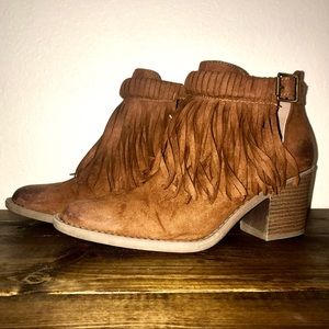 Fringe Faux Suede Ankle Booties